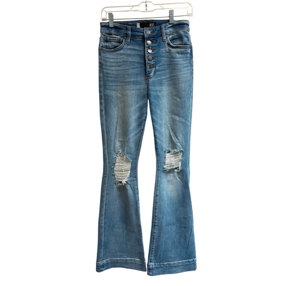 KUT FROM THE KLOTH Women’s Ana High Rise Fab Ab Flare Medium Wash - Size 0